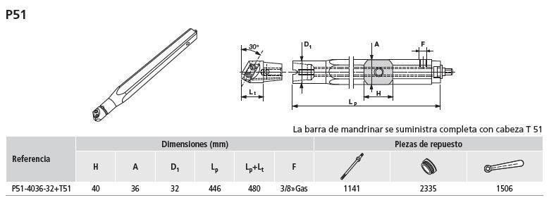 BARRA DE MANDRINAR P51-4036-32+T51