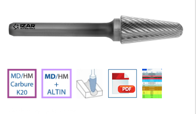 FRESA FRONTAL METAL DURO IZAR CÓNICA REDONDEADA 9267 44779 8X65