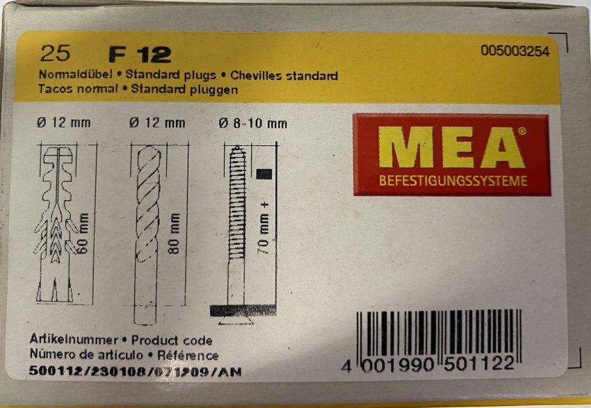CAJA 25 TACOS NYLON MEA 12X25mm F12