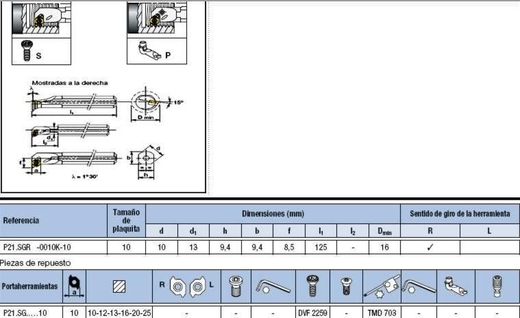 PORTAPLAQUITAS ROSCADO INT. P21.SGR 0010K 10