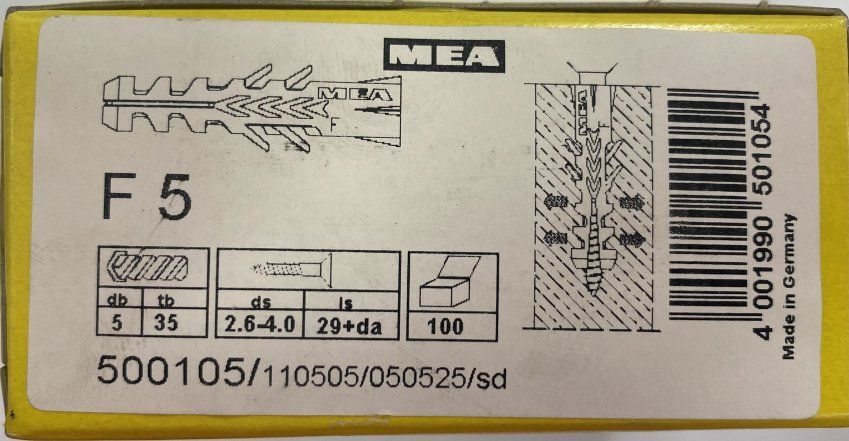 CAJA 100 TACOS NYLON MEA 5X25mm F5