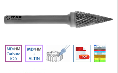 FRESA METAL DURO IZAR 9255 44595 6X3mm CÓNICA