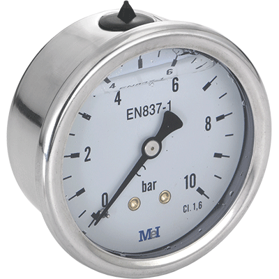 MANOMETRO DORSAL HORIZONTAL GLICERINA DIA.63 ROSCA 1/4 MEI