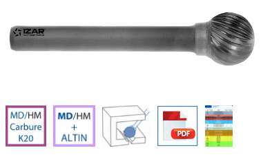 FRESA METAL DURO IZAR 10X6mm 9258 ESFÉRICA